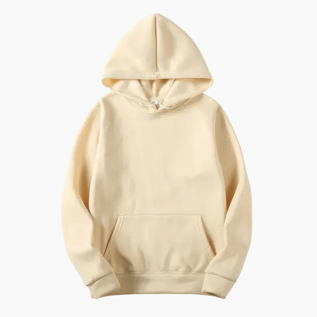 Men's plain pullover hoodie with hood, long sleeves and kangaroo pocket