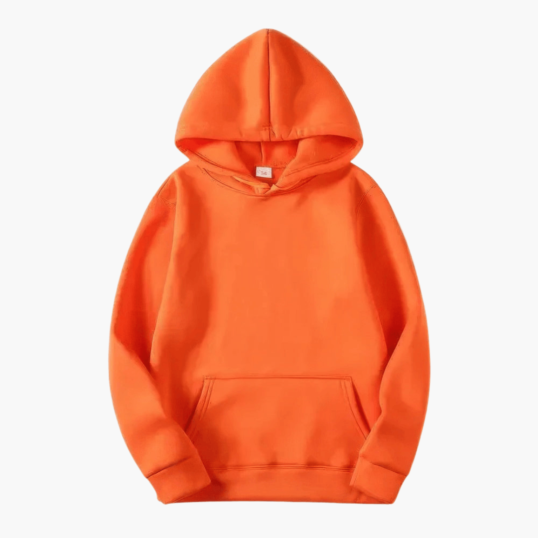 Men's plain pullover hoodie with hood, long sleeves and kangaroo pocket