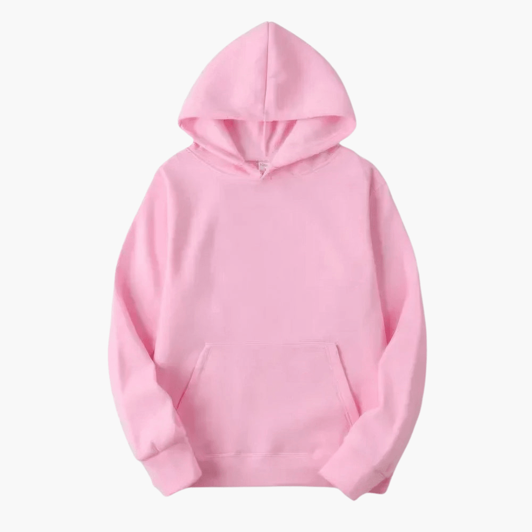 Men's plain pullover hoodie with hood, long sleeves and kangaroo pocket