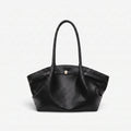 Women's textured woven trapeze tote handbag with long shoulder handles