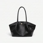 Women's textured woven trapeze tote handbag with long shoulder handles