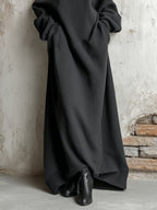Women's black off-shoulder sweatshirt maxi dress with long sleeves