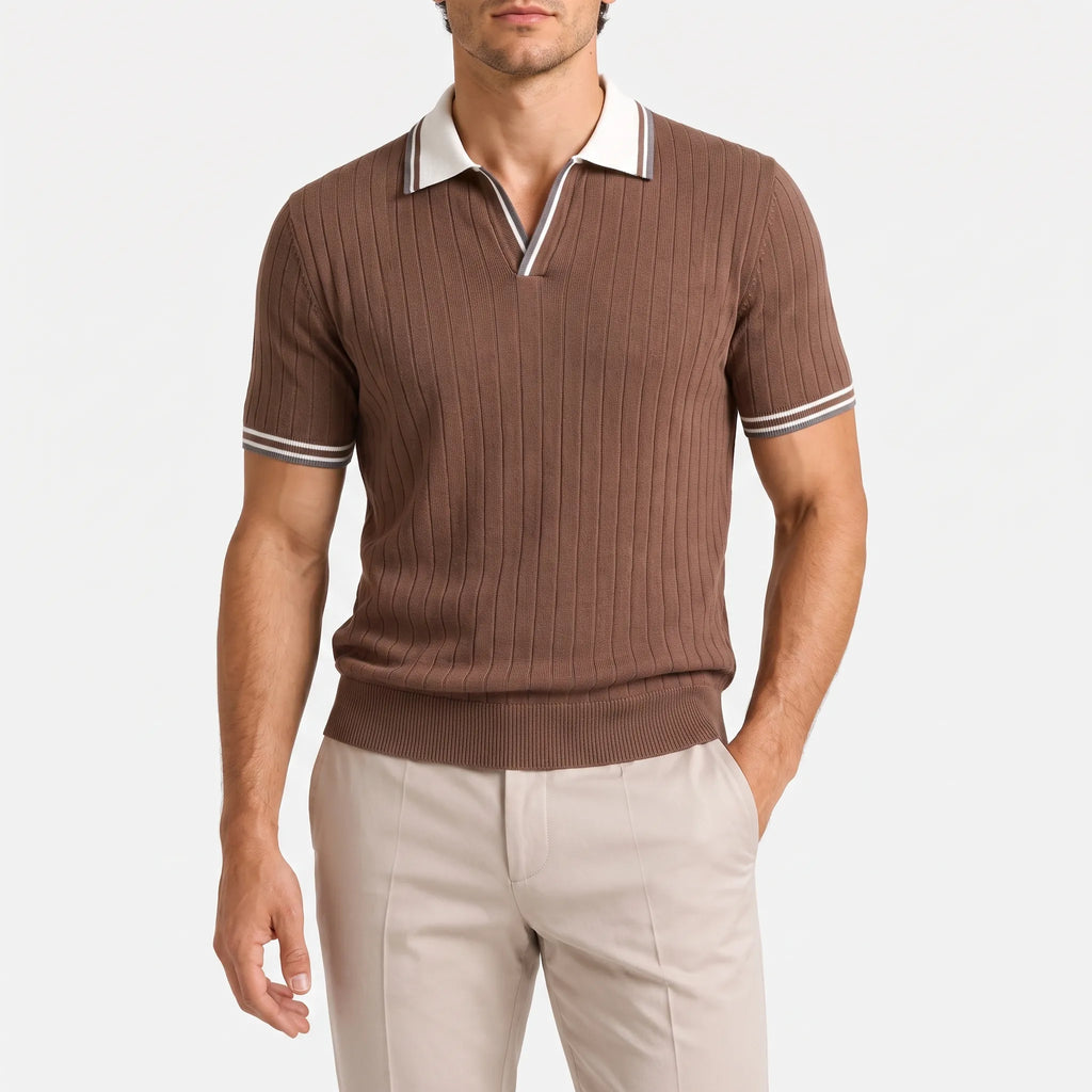 Zentro  - Men's Ribbed-Knit Co-Ord Set Smart Casual Dressing
