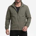 Men's lightweight zip-up windbreaker jacket with stand collar and zipped pockets