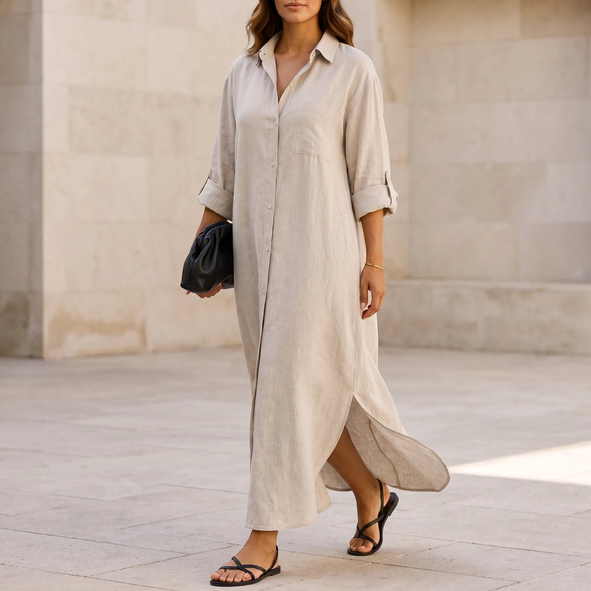 Zephra  - Long Breathable Maxi Shirt Dress Casual Daytime Wear