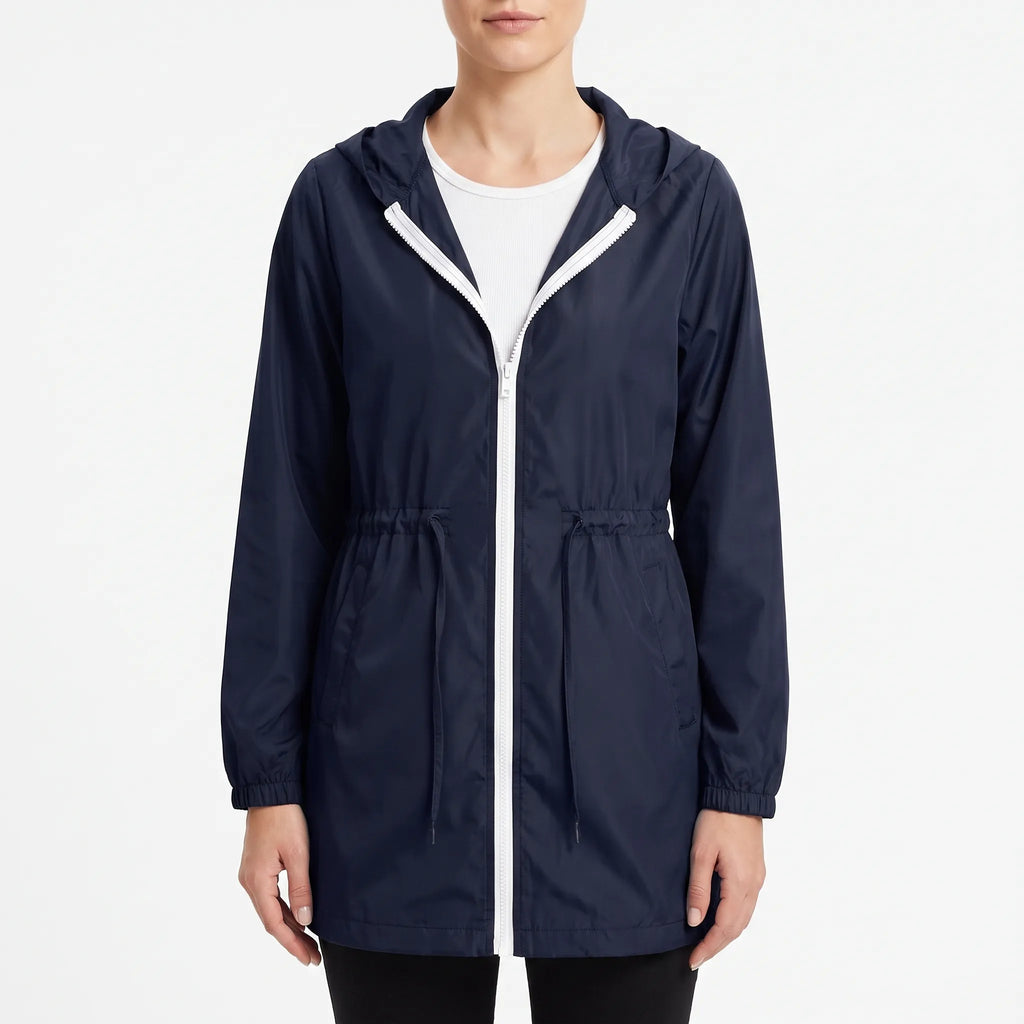 Zephyra  - Cinched Waist Hooded Windbreaker Jacket Light Outdoor Exercise