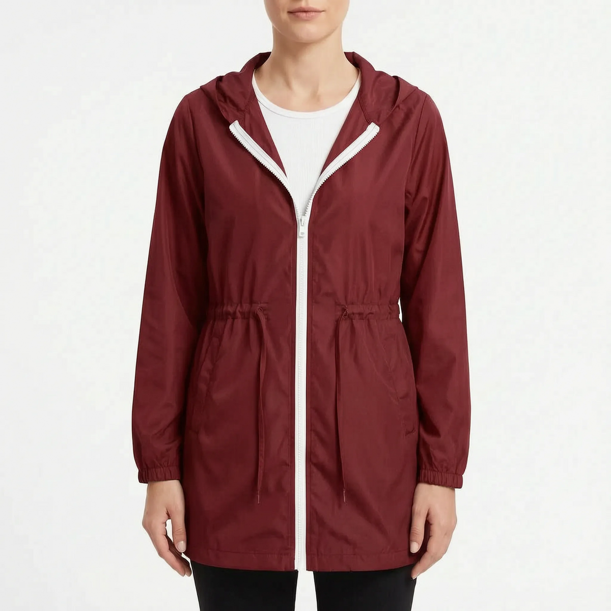 Zephyra  - Cinched Waist Hooded Windbreaker Jacket Light Outdoor Exercise