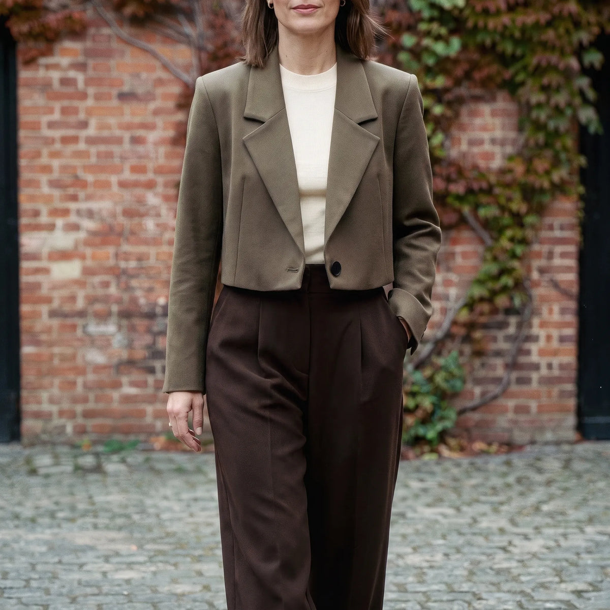 Zerris  - Single-Button Cropped Women's Blazer Layering Over Dresses
