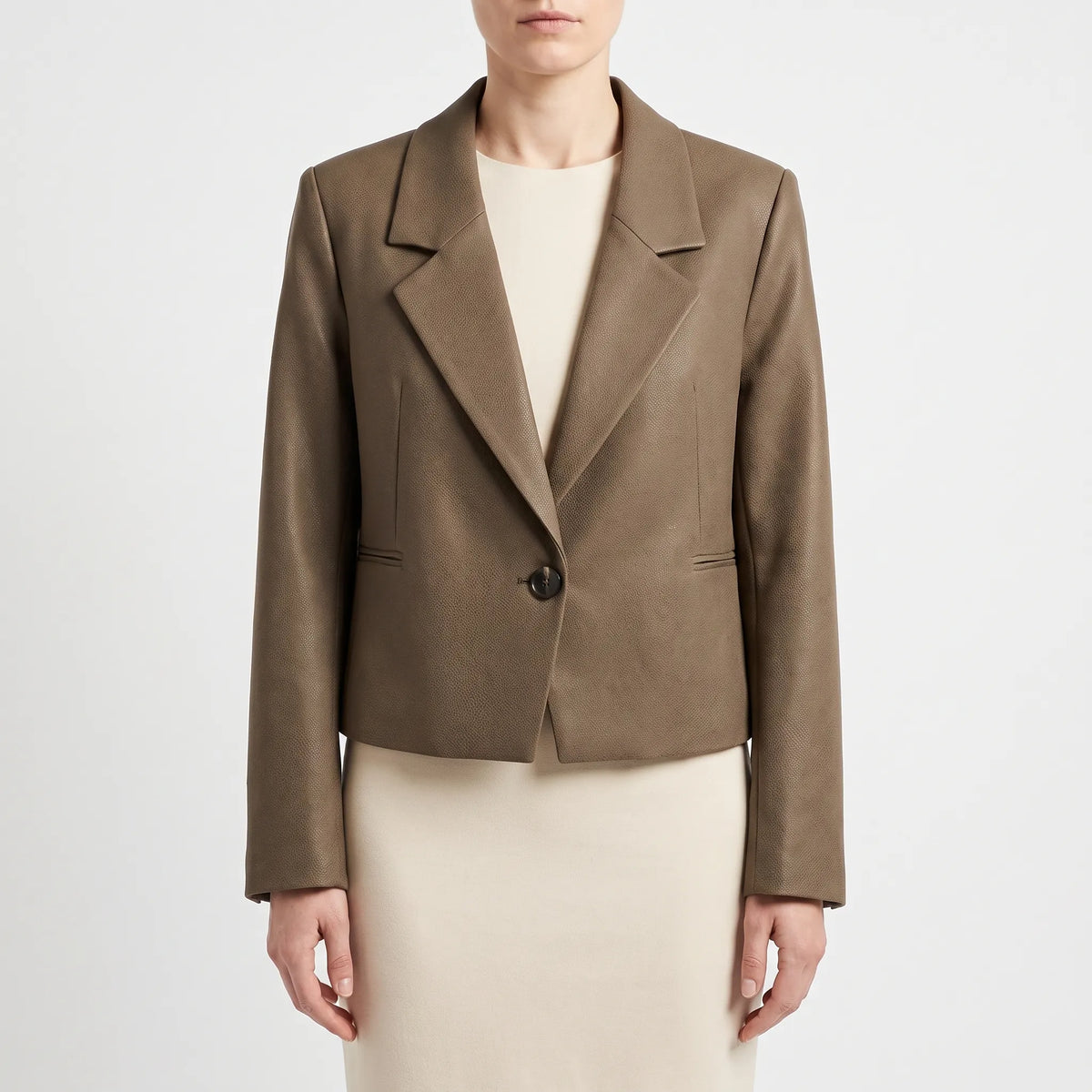Zerris  - Single-Button Cropped Women's Blazer Layering Over Dresses