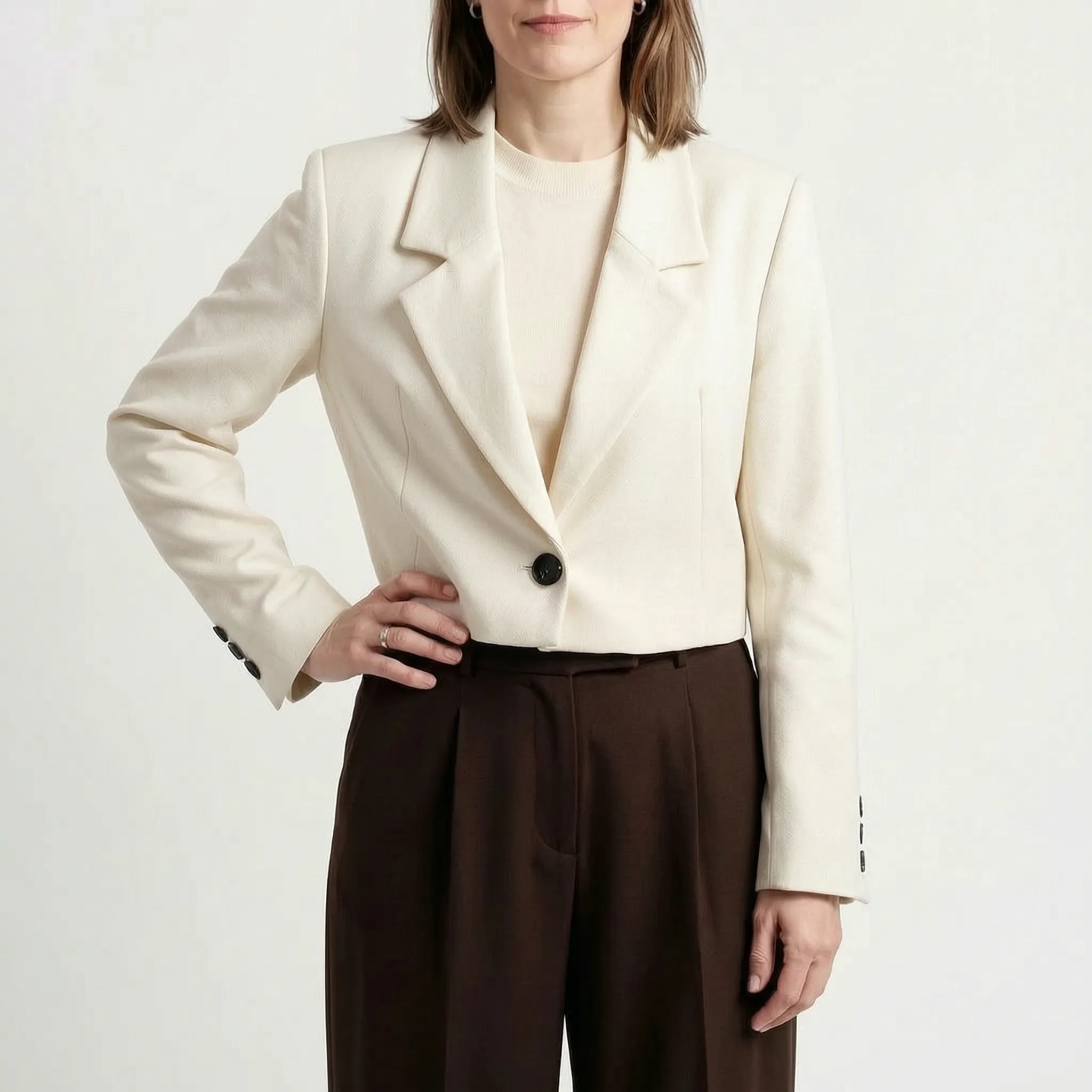 Zerris  - Single-Button Cropped Women's Blazer Layering Over Dresses