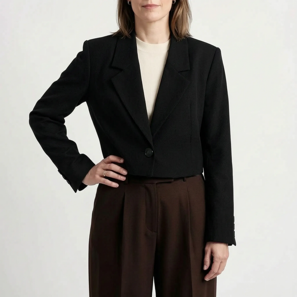 Zerris  - Single-Button Cropped Women's Blazer Layering Over Dresses