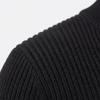 Men's ribbed zip-up cardigan with high collar and long sleeves