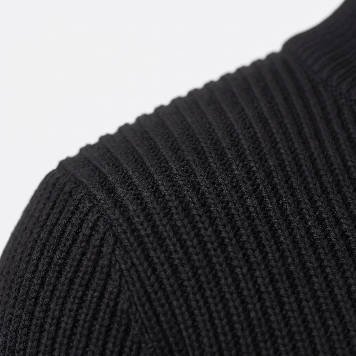 Men's ribbed zip-up cardigan with high collar and long sleeves