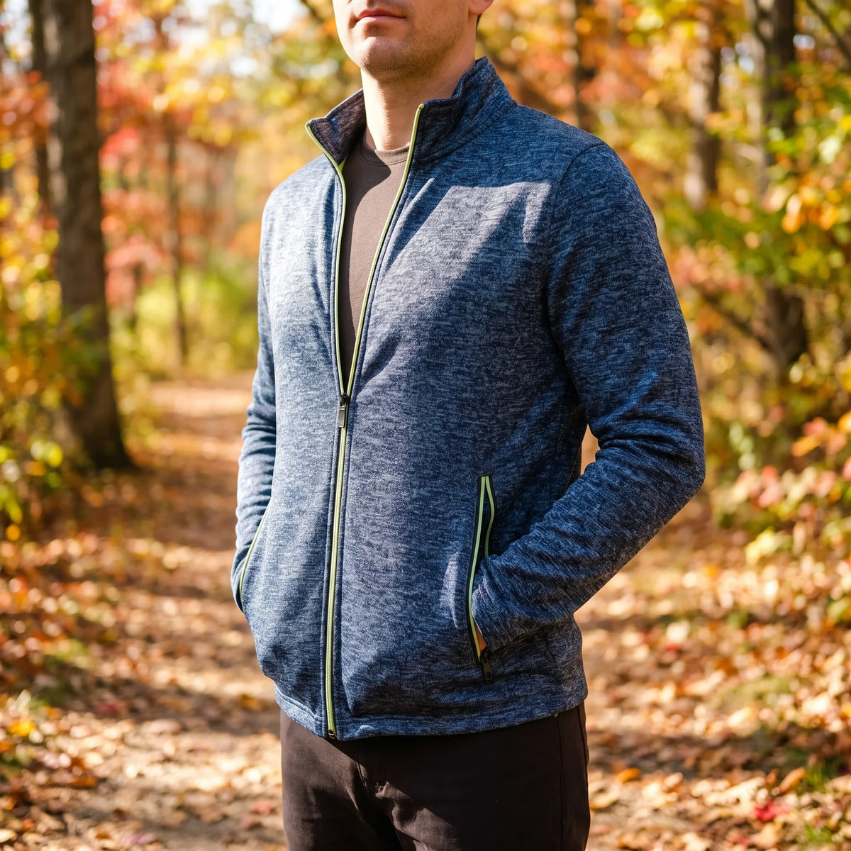ZipLine  - Men's Full Zip Sweater Jacket Cool Weather Layering