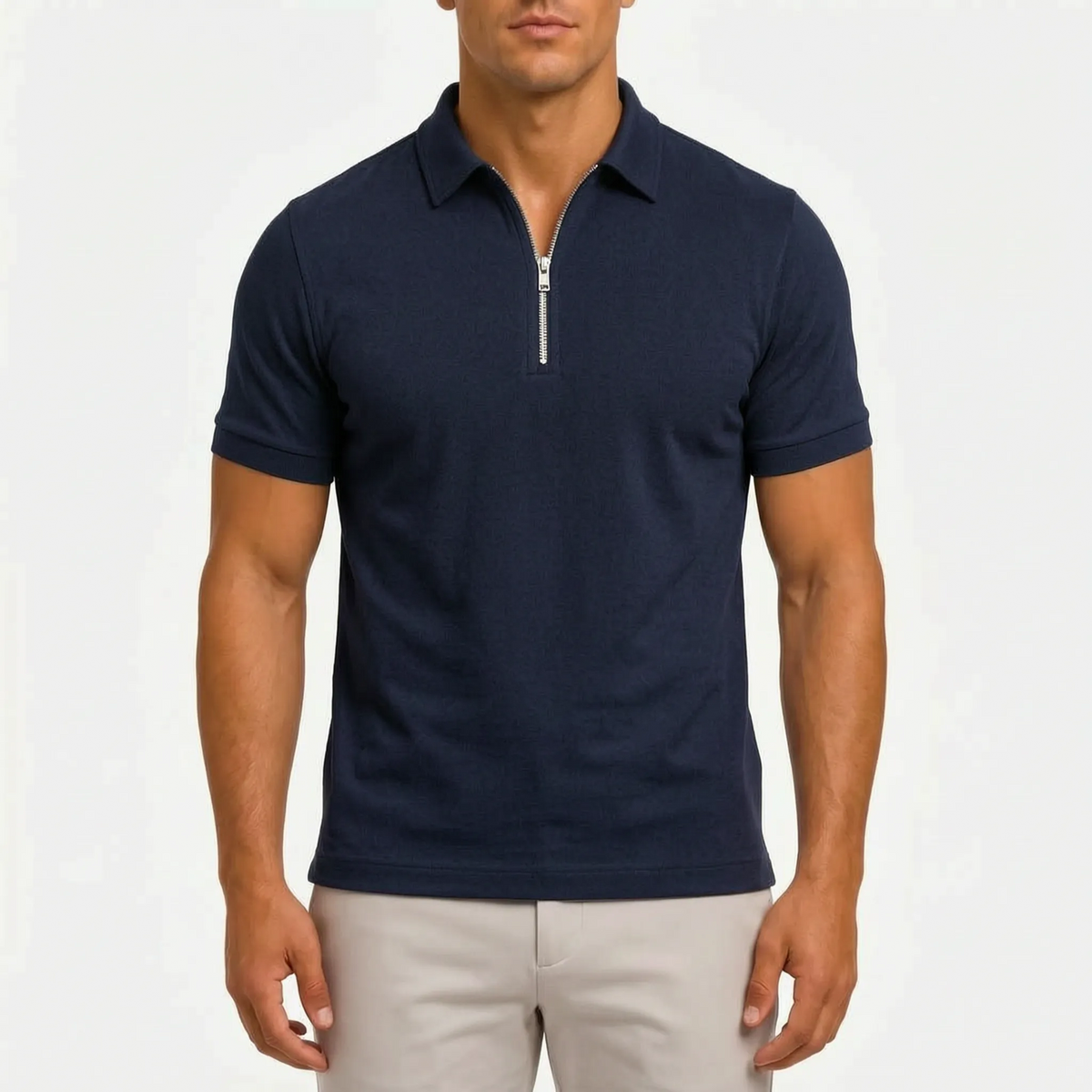 ZippoPolo  - Men's Zip-Neck Short-Sleeve Polo Shirt Smart-Casual Outfits
