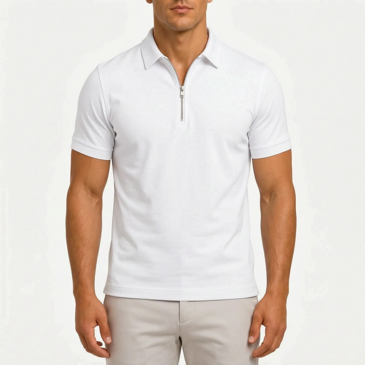 ZippoPolo  - Men's Zip-Neck Short-Sleeve Polo Shirt Smart-Casual Outfits