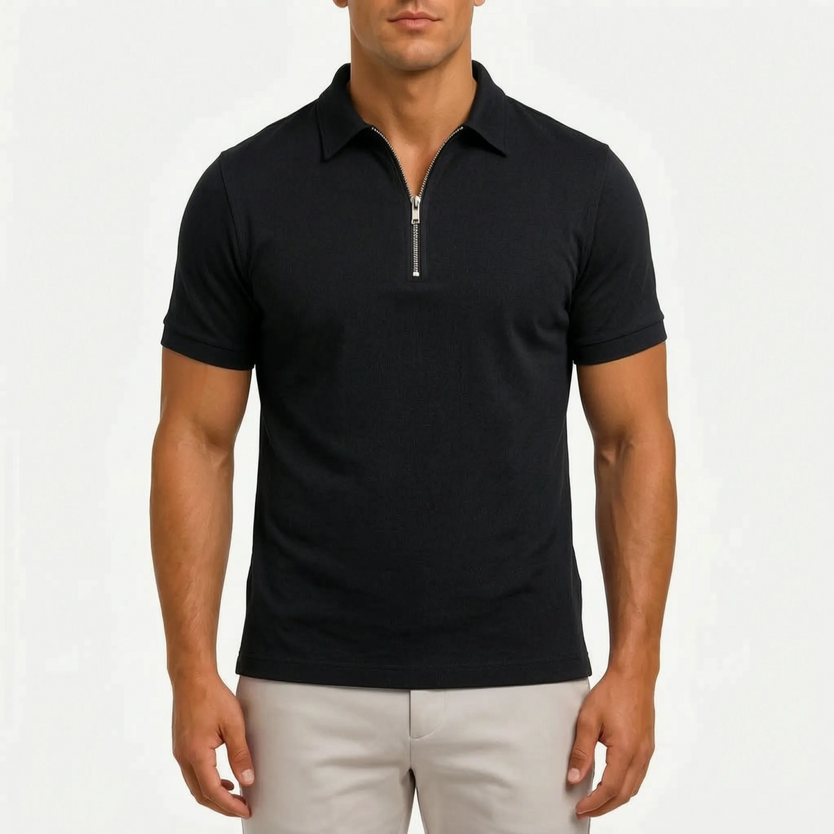 ZippoPolo  - Men's Zip-Neck Short-Sleeve Polo Shirt Smart-Casual Outfits