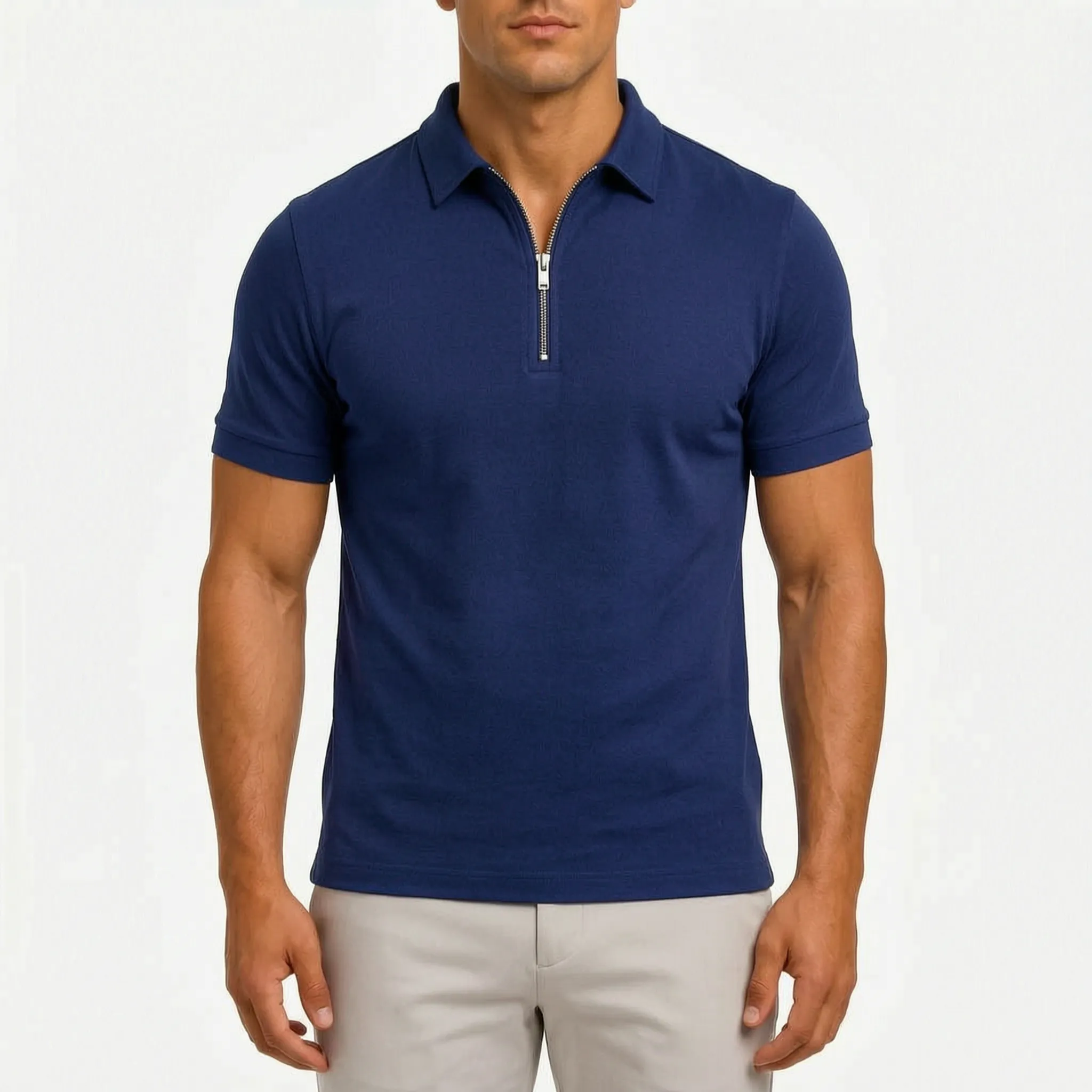 ZippoPolo  - Men's Zip-Neck Short-Sleeve Polo Shirt Smart-Casual Outfits