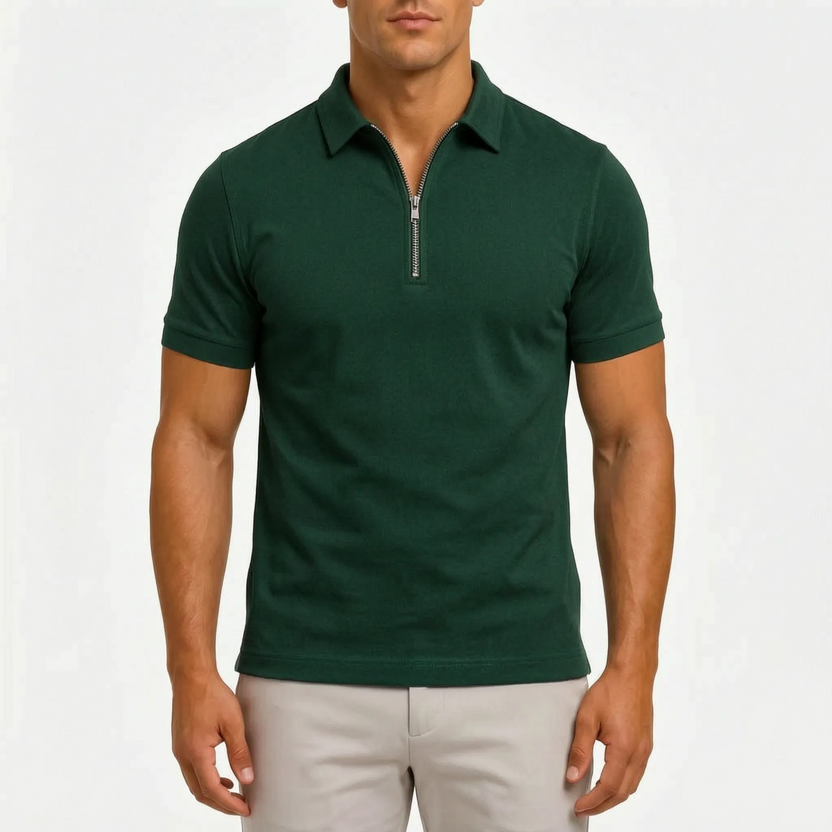 ZippoPolo  - Men's Zip-Neck Short-Sleeve Polo Shirt Smart-Casual Outfits