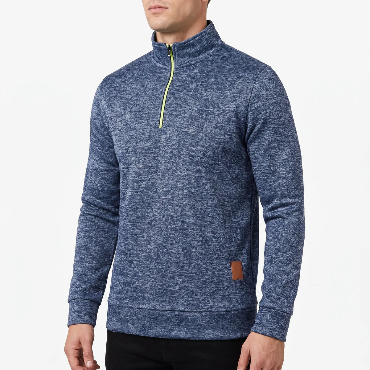 Men's marled quarter-zip jumper with long sleeves