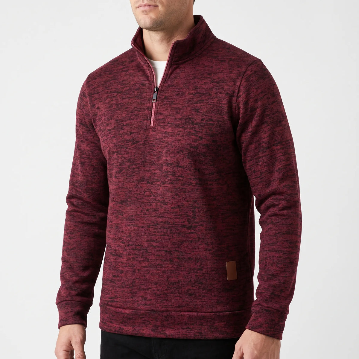 Men's marled quarter-zip jumper with long sleeves