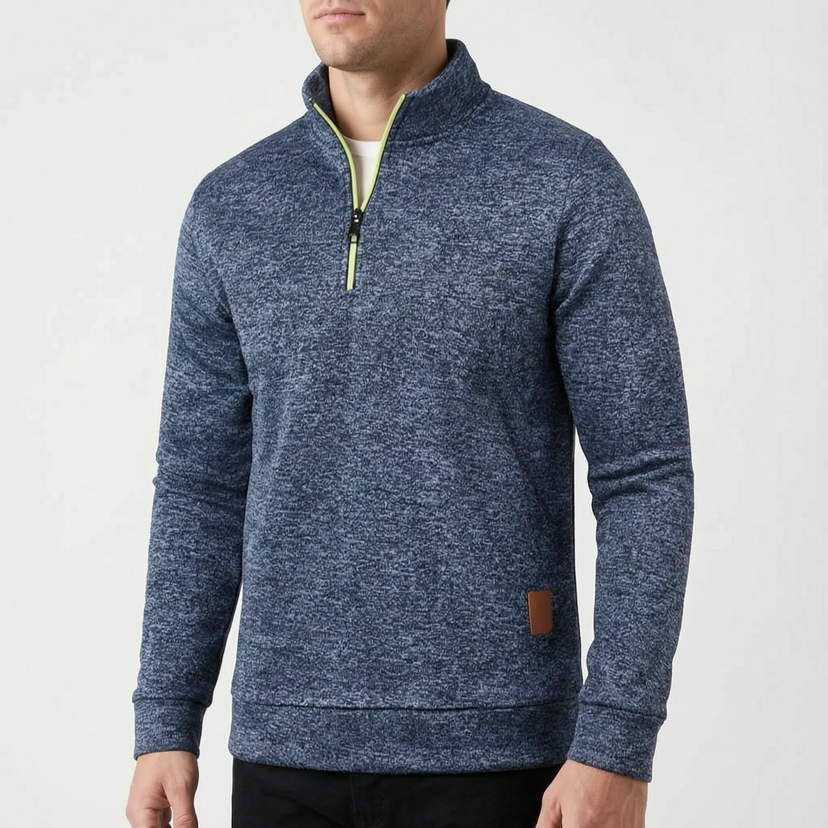 Men's marled quarter-zip jumper with long sleeves
