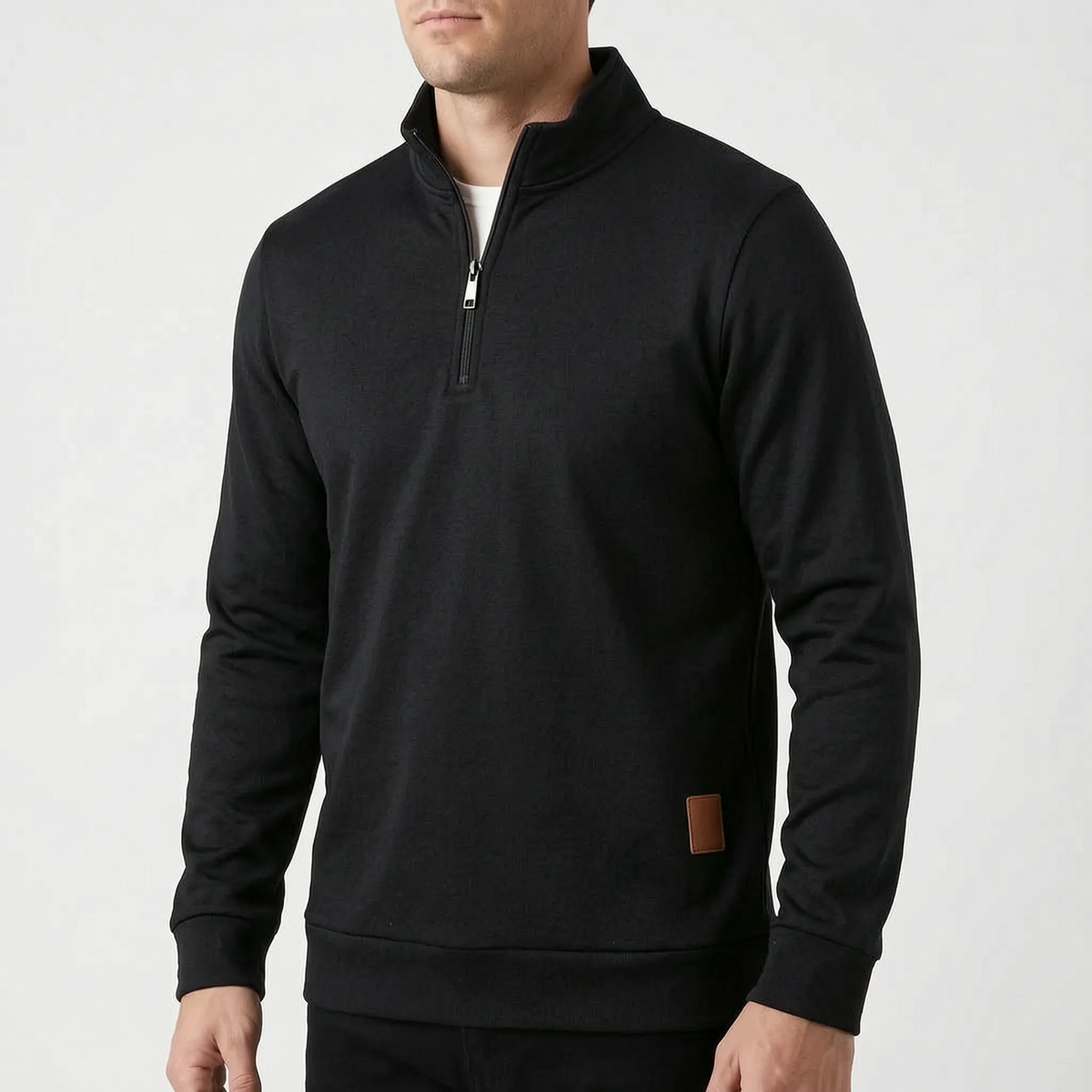 Men's marled quarter-zip jumper with long sleeves