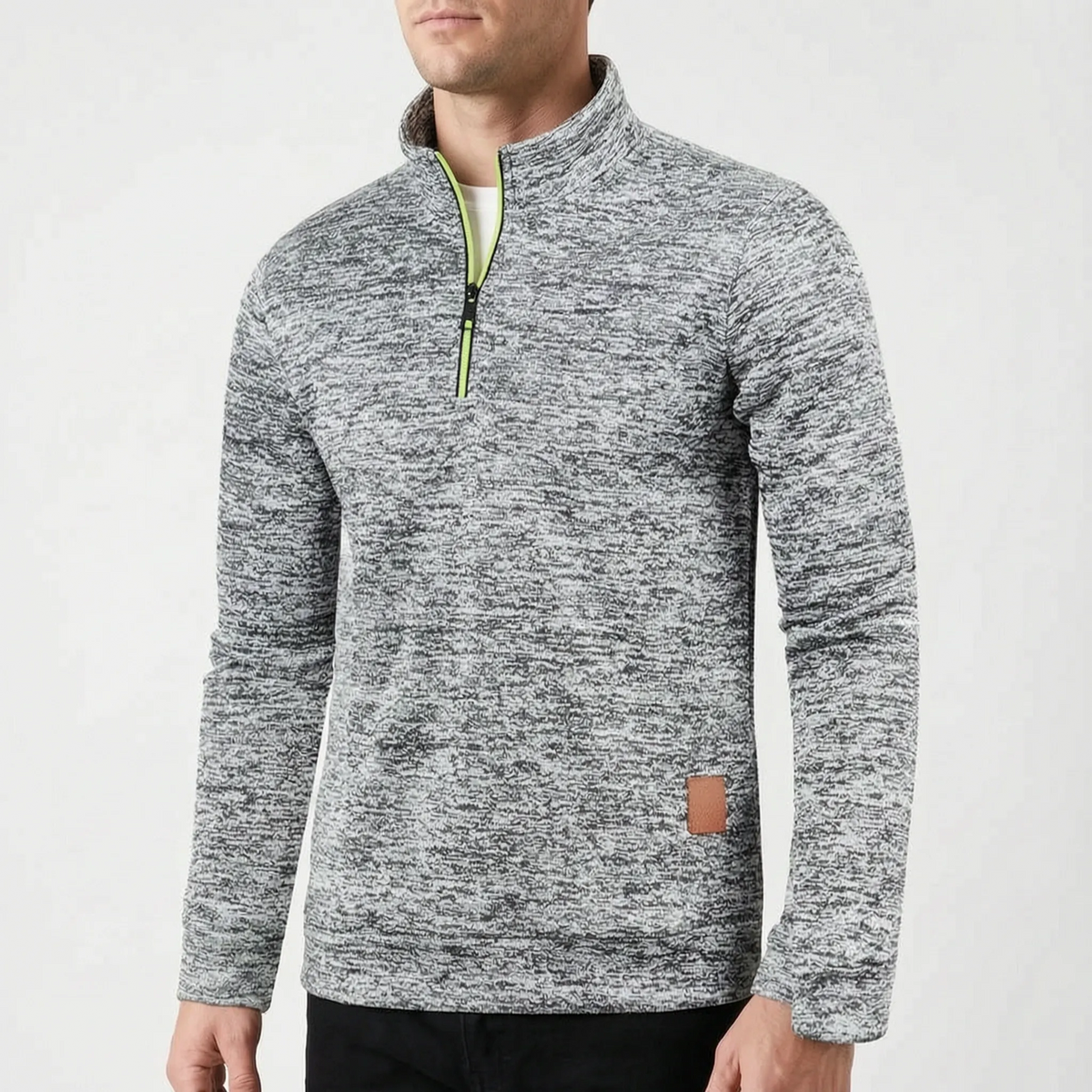 Men's marled quarter-zip jumper with long sleeves