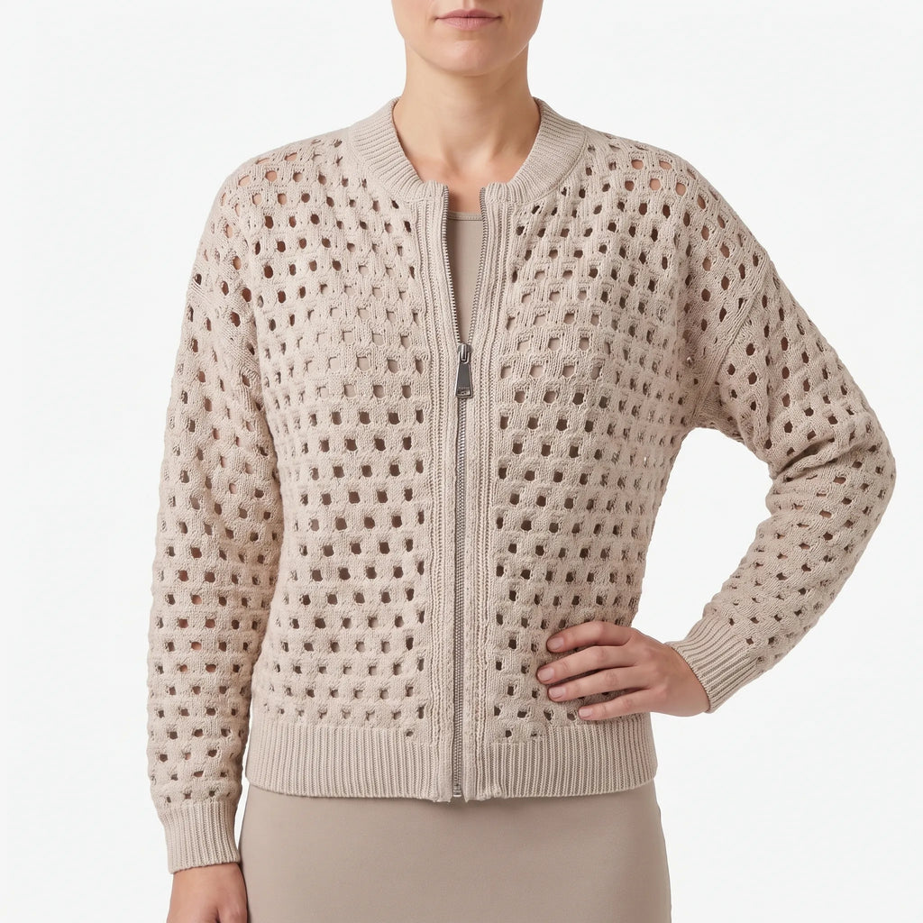 Ziptura  - Ladies Zip Up Cardigan With Collar Transitional Weather Layering