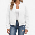 Textured unisex zip-up bomber jacket with long sleeves
