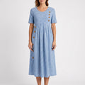 Zomara  - Short Sleeve Striped Midi Dress Summer Holidays