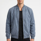 Men's textured zip-front bomber jacket with long sleeves