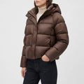 Zypira  - Cropped Boxy Puffer Jacket Layering Over Knitwear