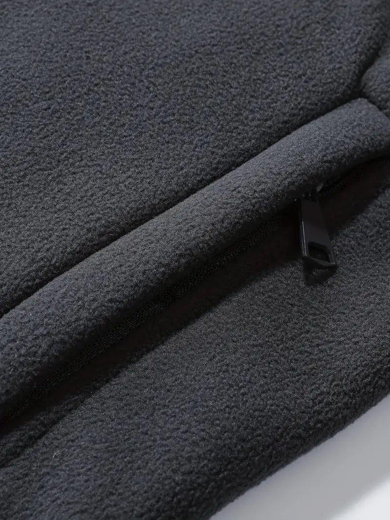 Men's fleece jacket with stand collar, long sleeves and full zip front