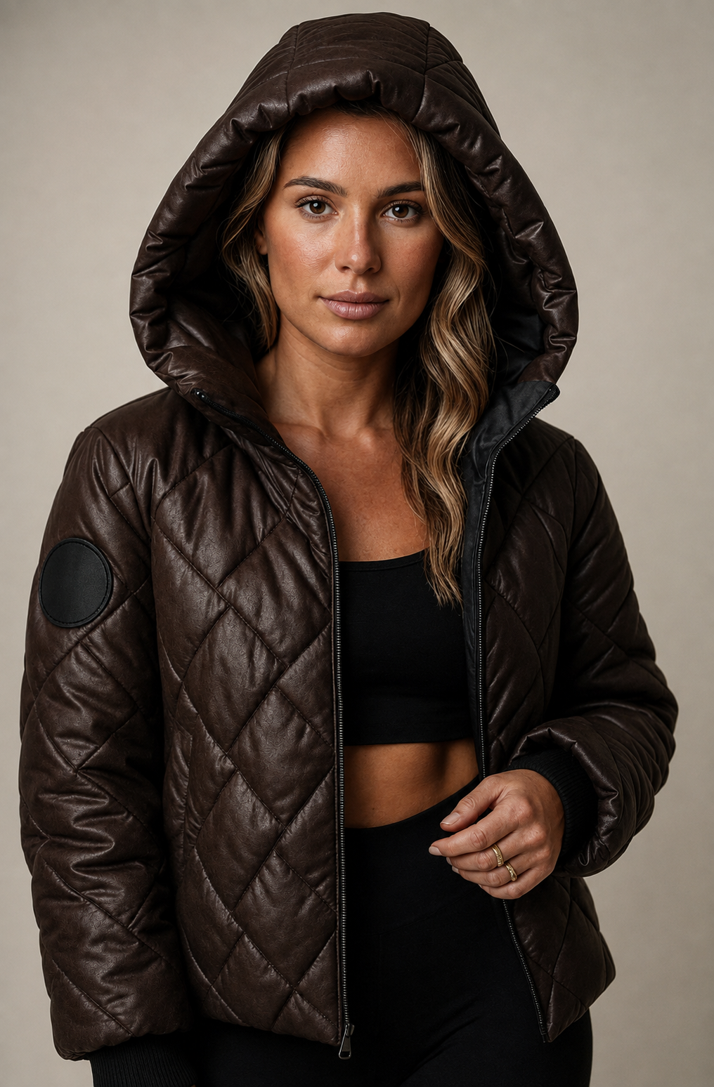 Women's padded jacket with a quilted outer layer