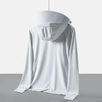 Women's hooded zip jacket with detachable face cover and long sleeves