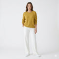 Women's plain crew neck jumper with long sleeves and ribbed trims