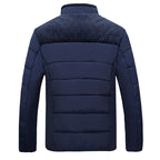Men's quilted puffer jacket with stand collar, zip front and textured lining