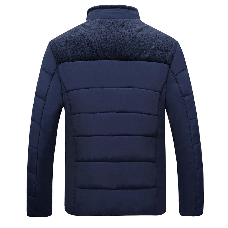 Men's quilted puffer jacket with stand collar, zip front and textured lining