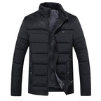 Men's quilted puffer jacket with stand collar, zip front and textured lining
