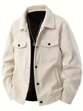 Men's ribbed corduroy jacket with shirt collar, button front and multiple pockets