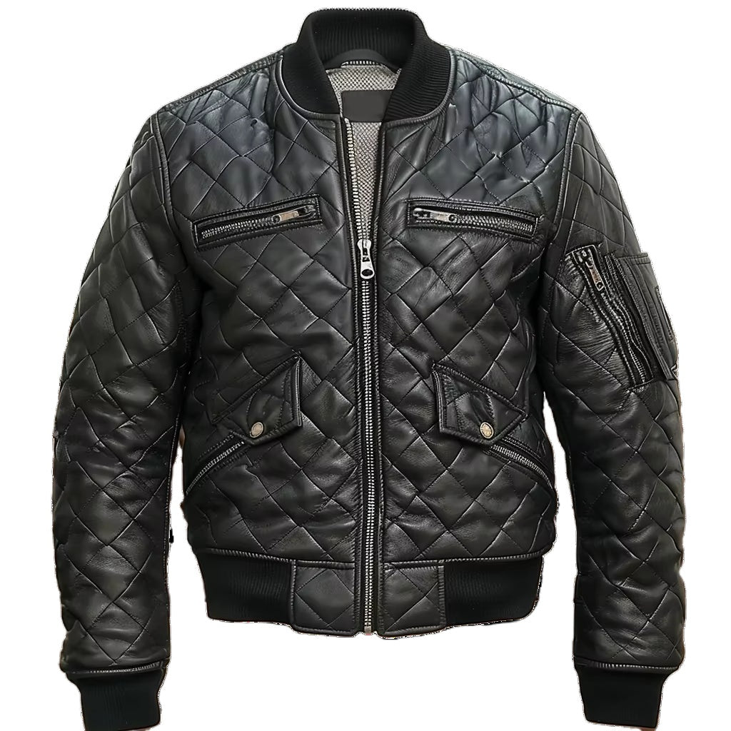 Men's aviator A-2 jacket with long sleeves, zip front, collar and multiple pockets