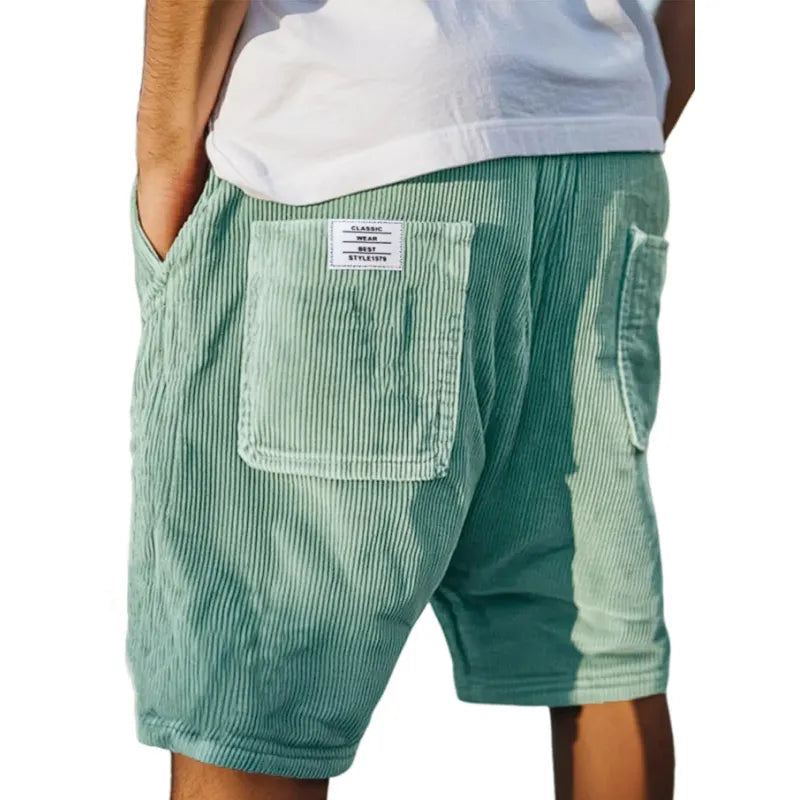 Men's corduroy shorts with elasticated waist and large utility pockets