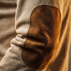 Men's long-sleeve lace-up Henley shirt with contrast shoulder and sleeve panels