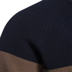 Men's colour-block striped cardigan with mock neck and front zip
