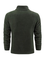 Men's fleece jacket with stand collar, long sleeves and full zip front