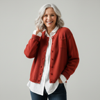 Women's textured knit cardigan with button front and chest pocket