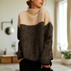Women's relaxed chevron turtleneck jumper with long sleeves