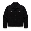 Men's long-sleeve denim jacket with point collar, button front and multiple pockets
