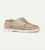Men's lace-up moc toe derby shoes with low contrasting soles